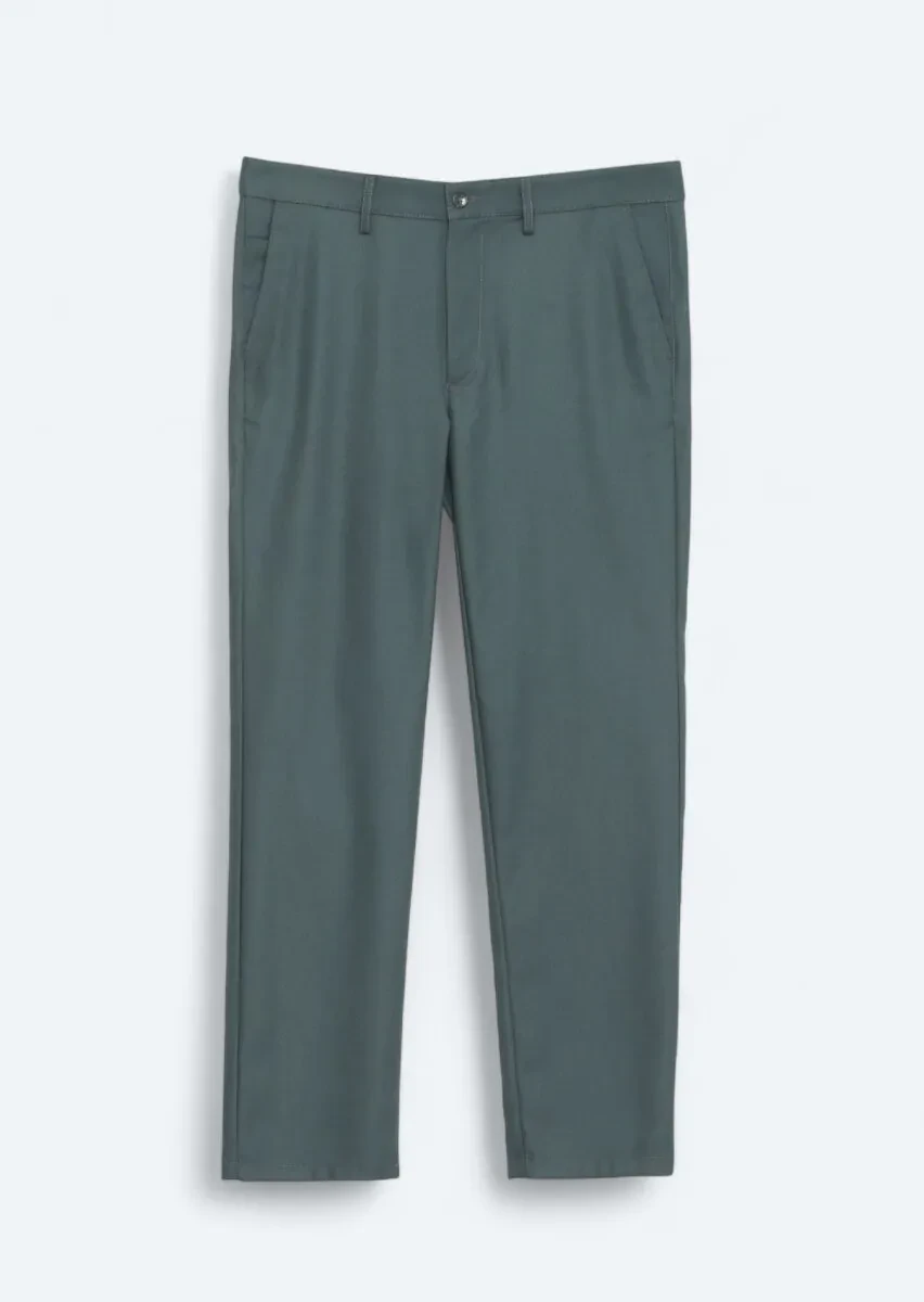 Haki Düz Dokuma Regular Fit Casual Pantolon - 5