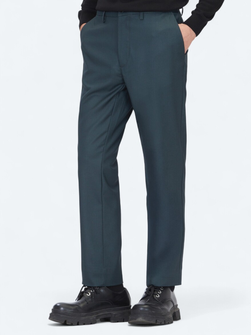 Haki Düz Dokuma Regular Fit Casual Pantolon - 2