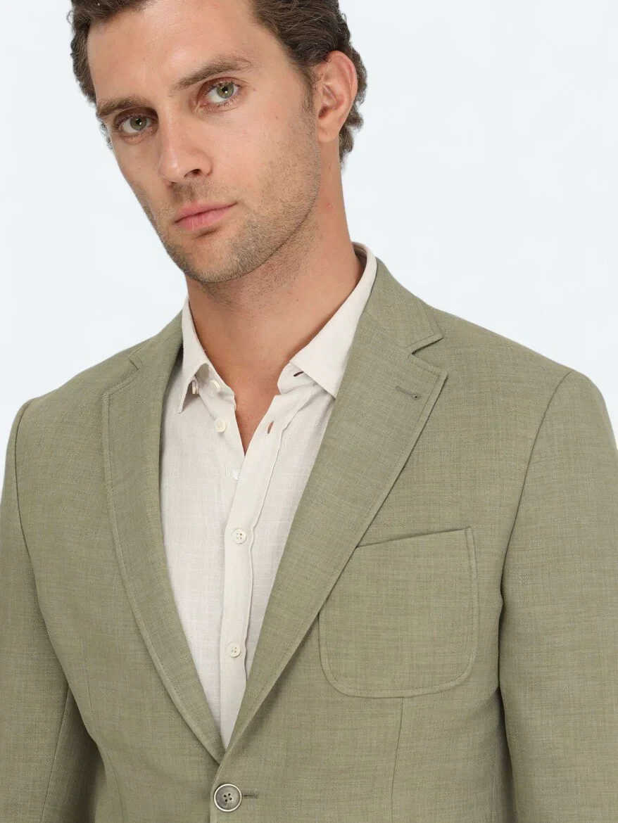 Haki Düz Modern Fit Ceket - 3