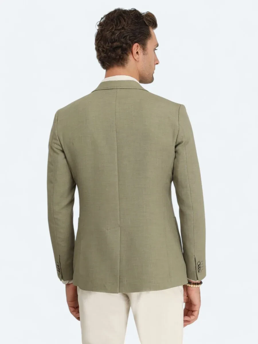 Haki Düz Modern Fit Ceket - 6