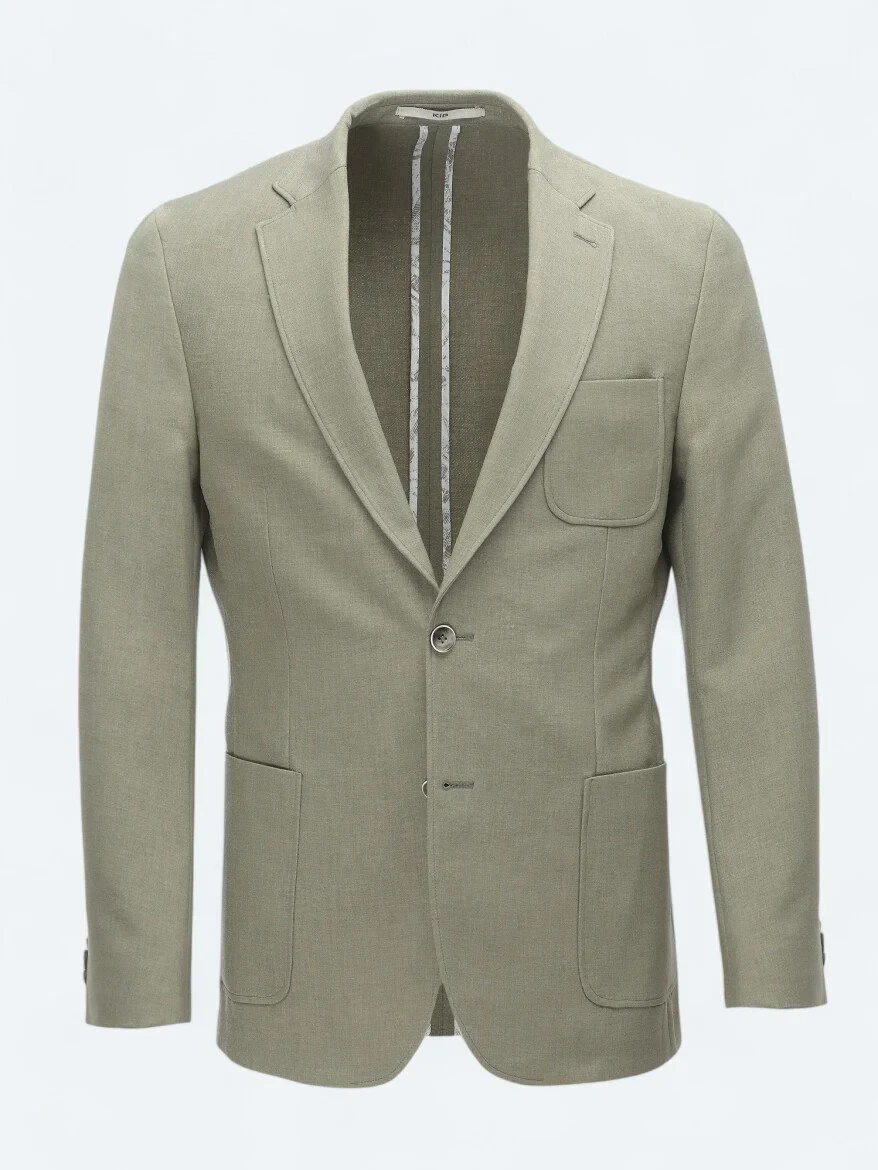Haki Düz Modern Fit Ceket - 7