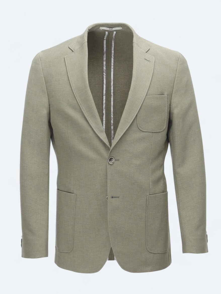 Haki Düz Modern Fit Ceket - 7