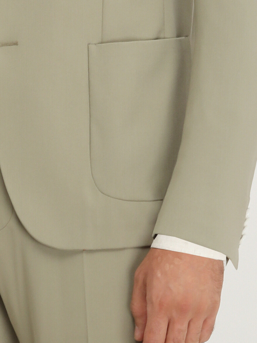 Haki Düz Modern Fit Takım Elbise - 5