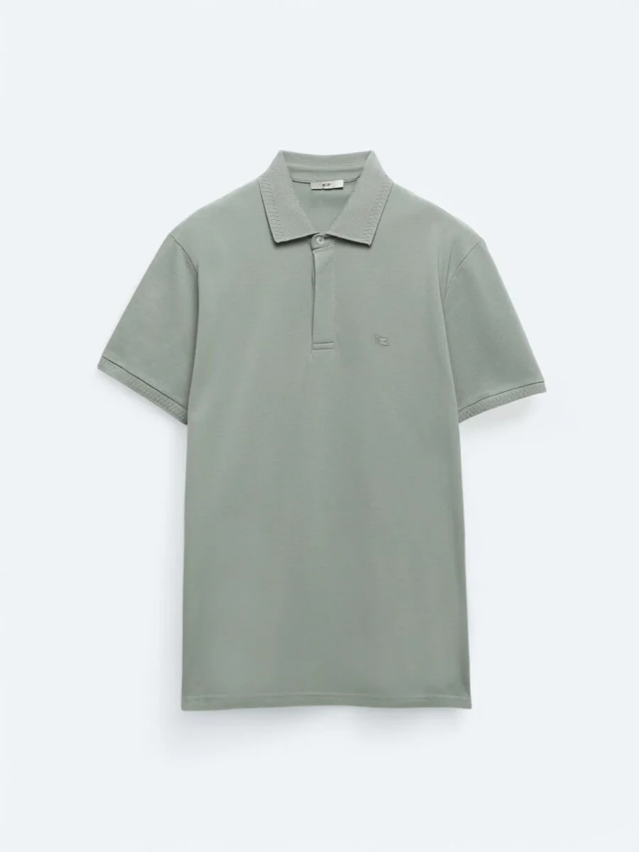 Haki Düz Polo Yaka %100 Pamuk T-Shirt - 5