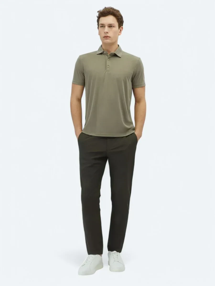 Haki Düz Polo Yaka T-Shirt - 2