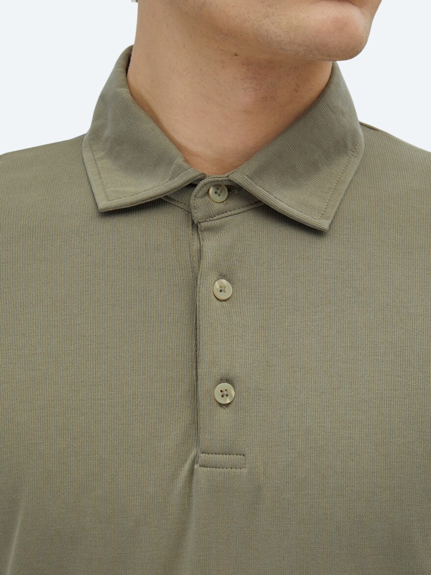 Haki Düz Polo Yaka T-Shirt - 4