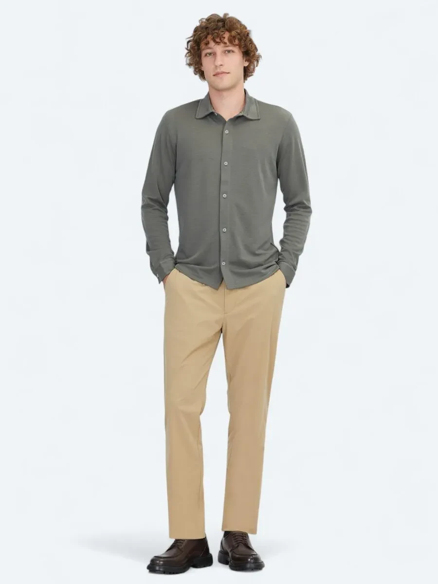 Haki Düz Regular Fit Casual Gömlek - 2