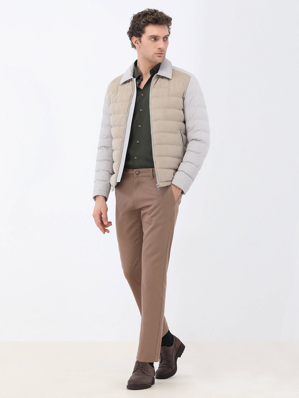 Haki Düz Regular Fit Dokuma Casual Gömlek - 3