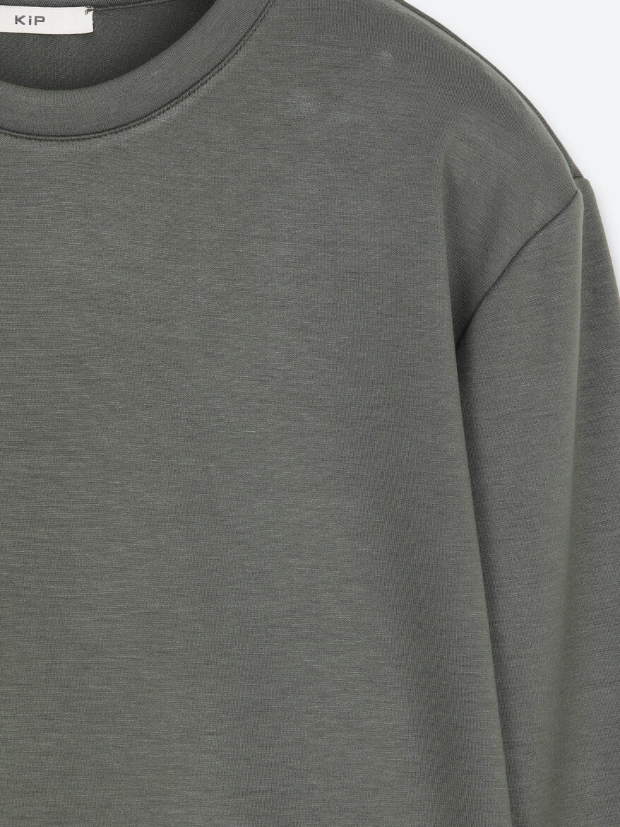 Haki Düz Sweatshırt - 7