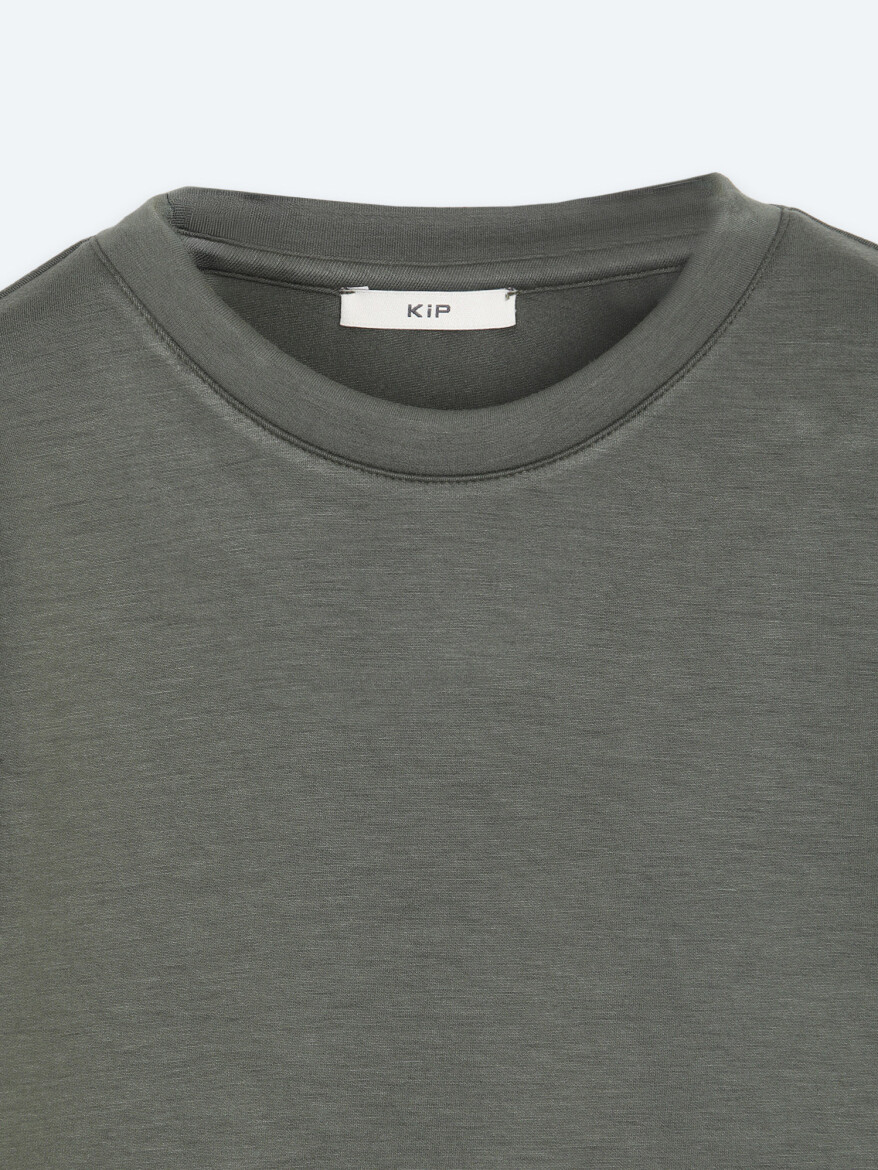 Haki Düz Sweatshırt - 8