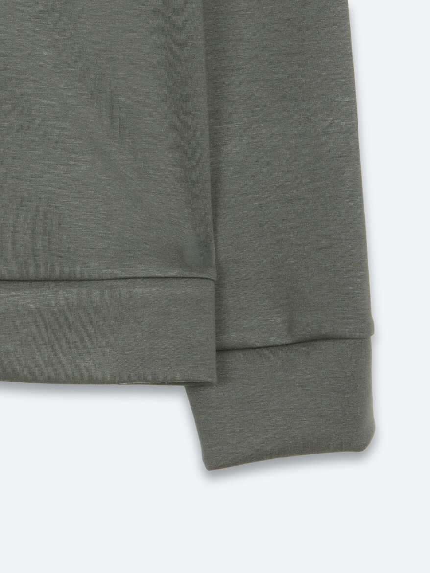 Haki Düz Sweatshırt - 9