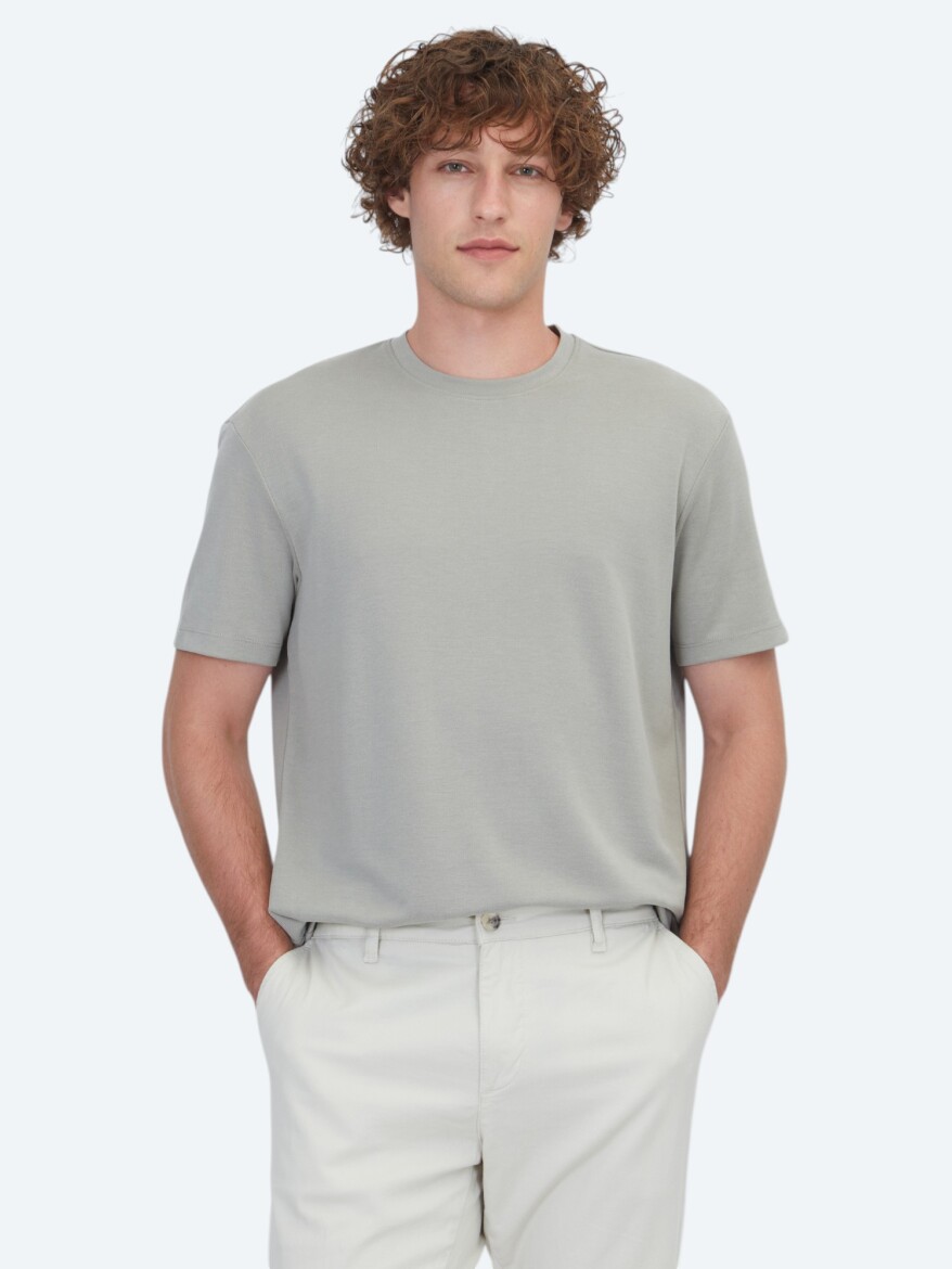 Haki Düz T-Shirt - 1