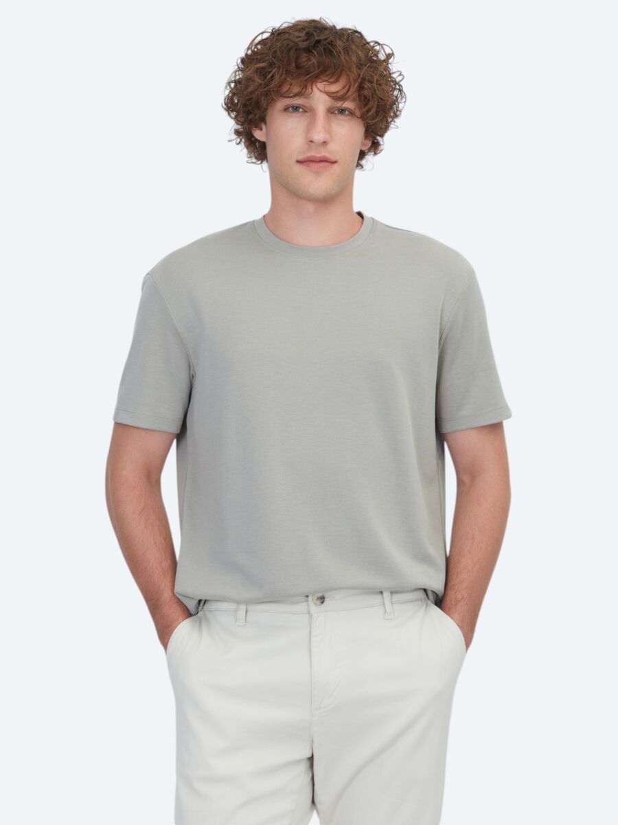 Haki Düz T-Shirt - 1