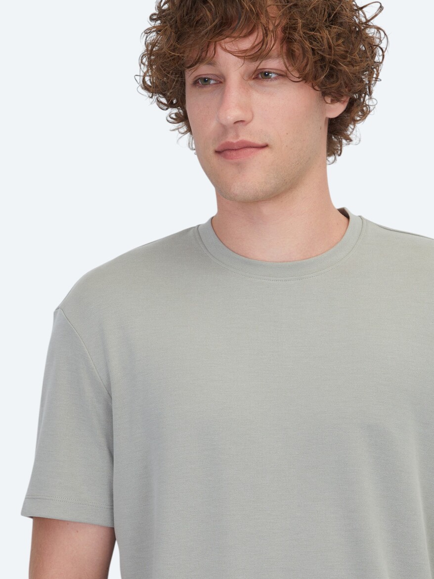 Haki Düz T-Shirt - 3