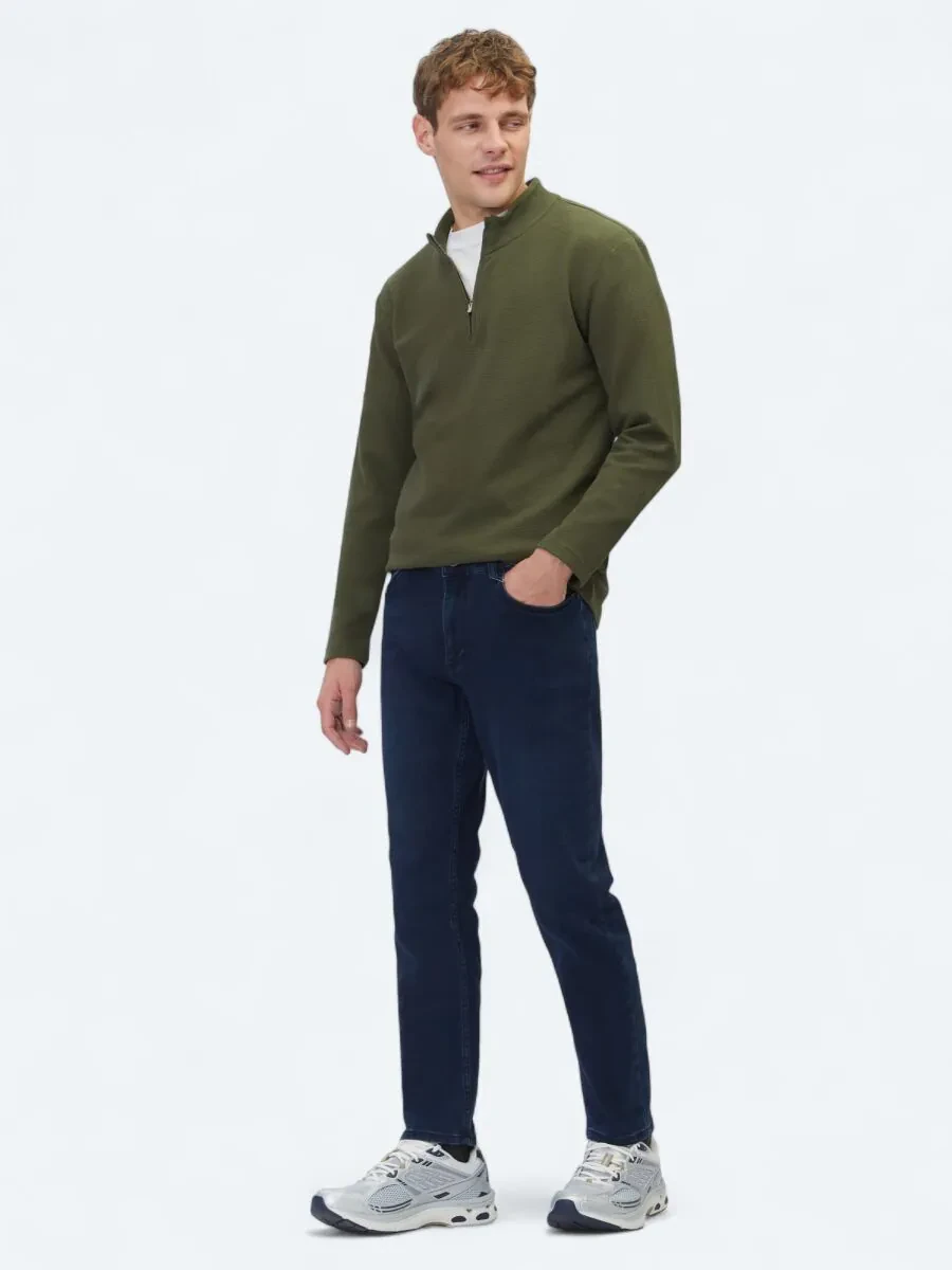 Haki Fitilli Bisiklet Yaka T-Shirt - 2