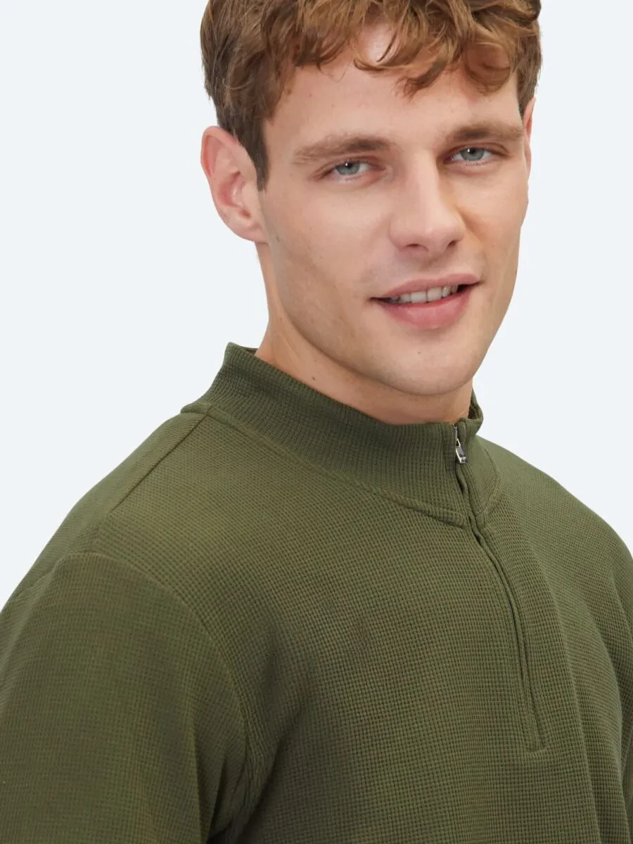 Haki Fitilli Bisiklet Yaka T-Shirt - 4