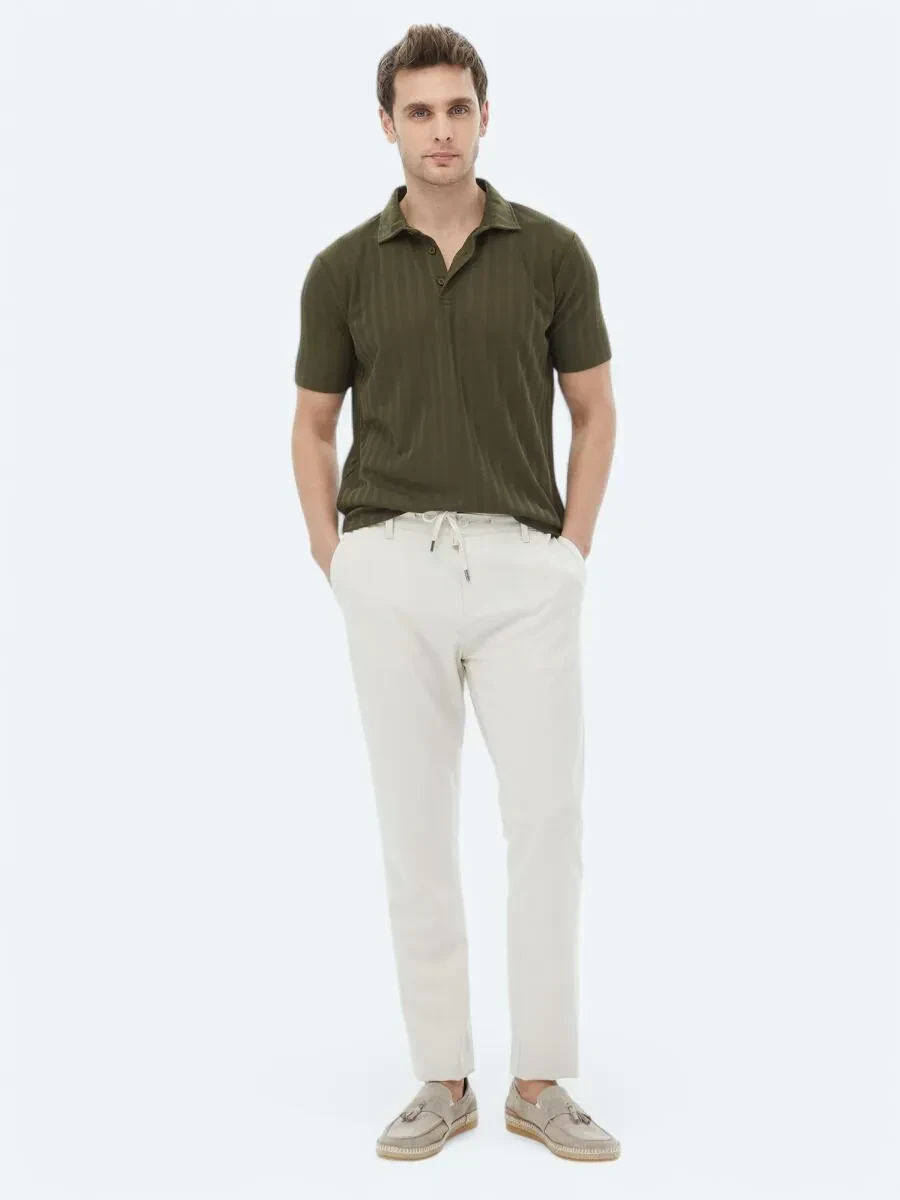 Haki Jakarlı Polo Yaka T-Shirt - 2