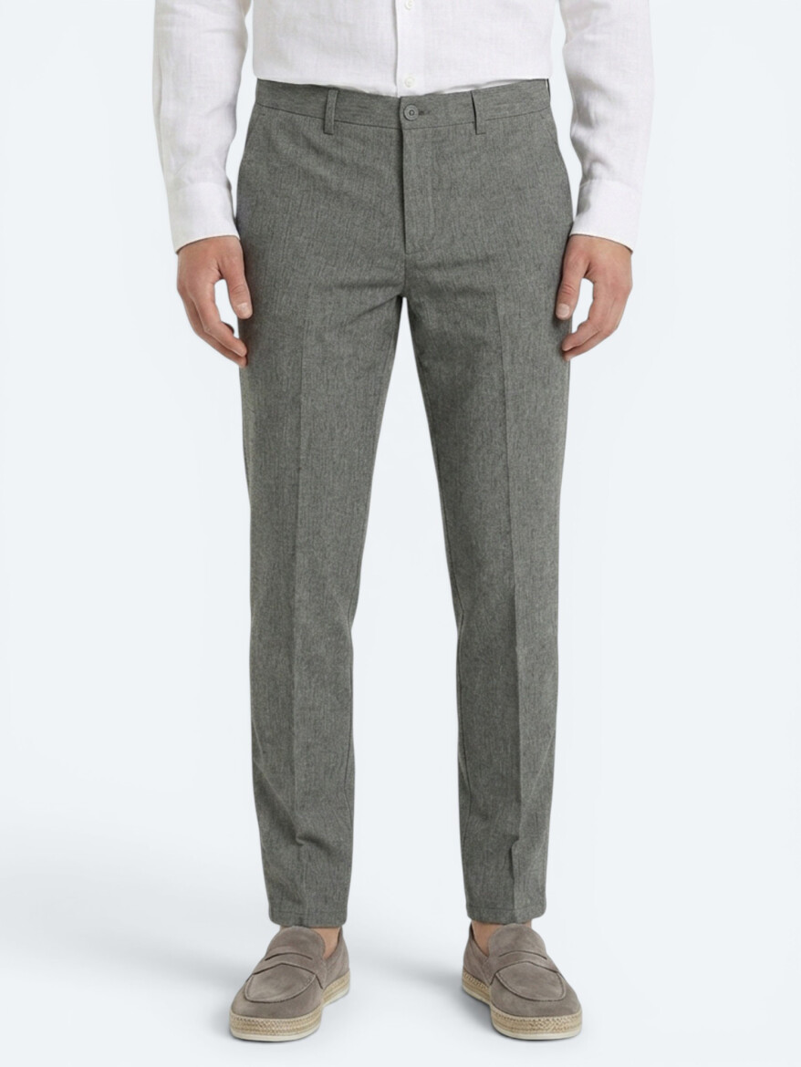 Haki Kumaş Relaxed Fit Casual Keten Karışımlı Pantolon - 2