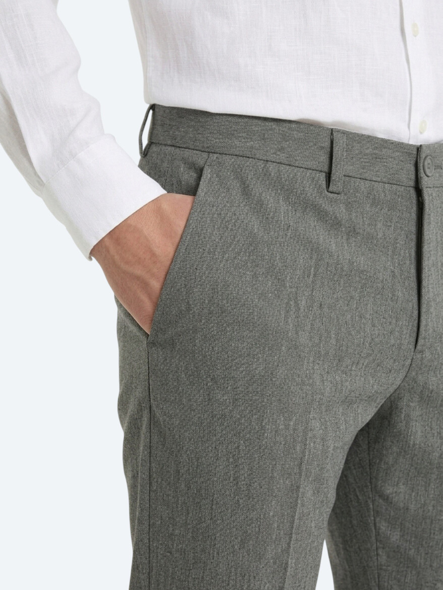 Haki Kumaş Relaxed Fit Casual Keten Karışımlı Pantolon - 4