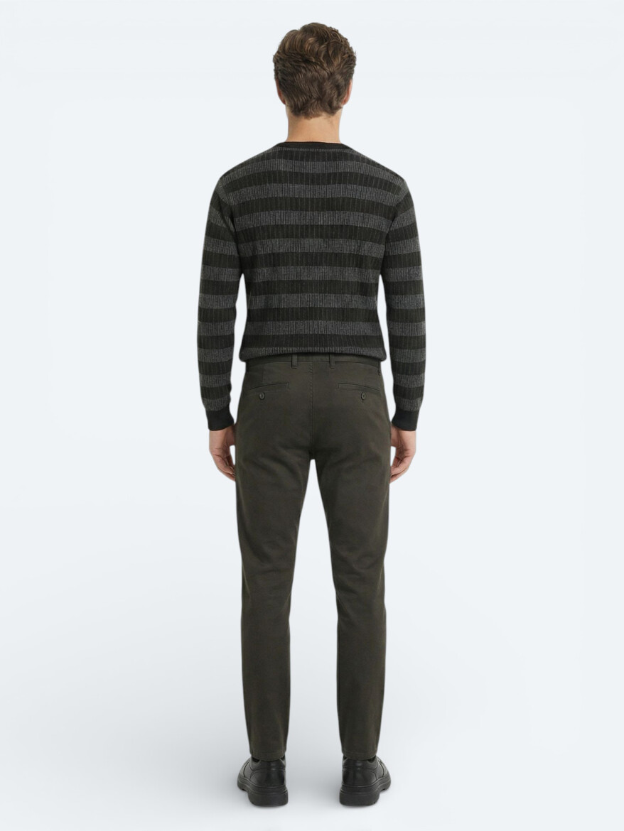 Haki Mikro Dokuma Regular Fit Casual Pamuk Karışımlı Pantolon - 4