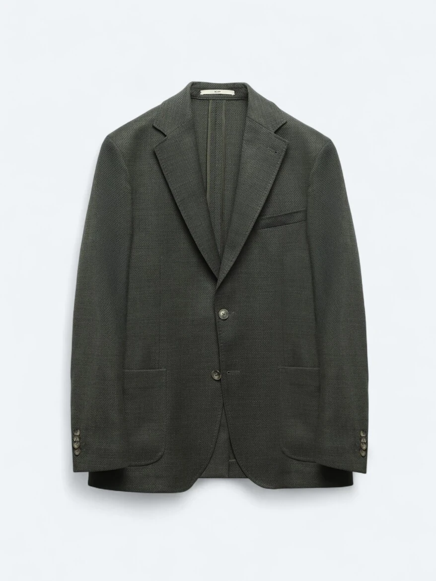 Haki Modern Fit Yün Karışımlı Ceket - 7