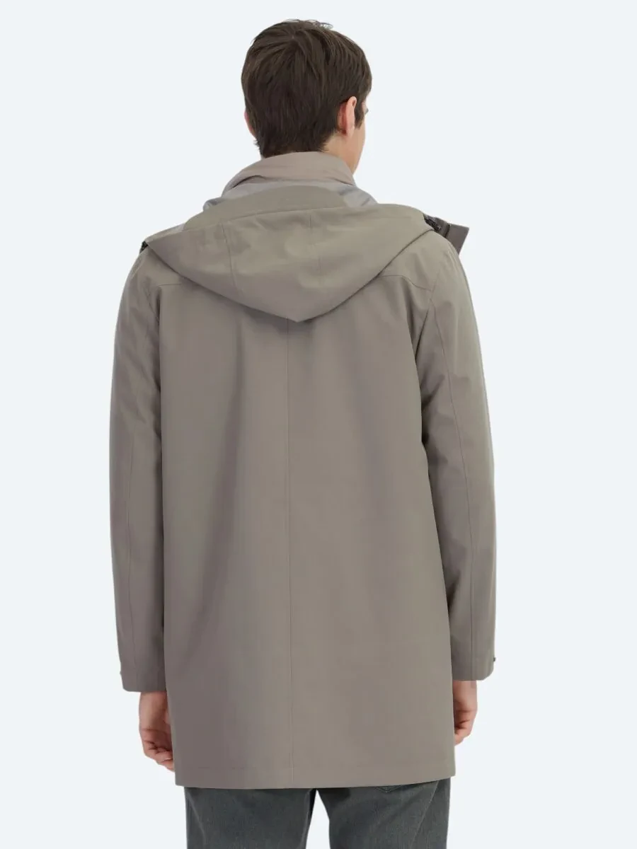 Haki Oversize Fit Kruvaze Yaka Casual Dokuma Pardesü - 8