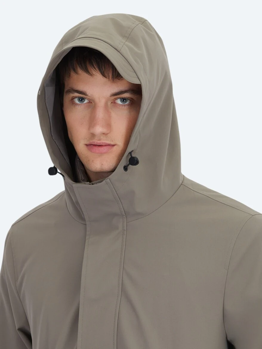 Haki Oversize Fit Kruvaze Yaka Casual Dokuma Pardesü - 7