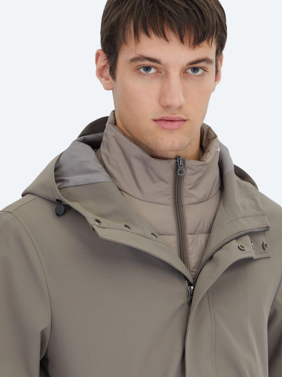 Haki Oversize Fit Kruvaze Yaka Casual Dokuma Pardösü - 5