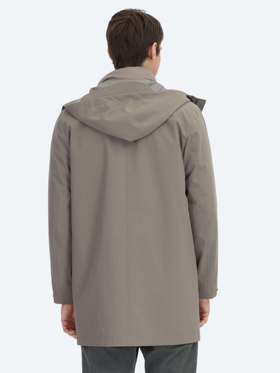 Haki Oversize Fit Kruvaze Yaka Casual Dokuma Pardösü - 8