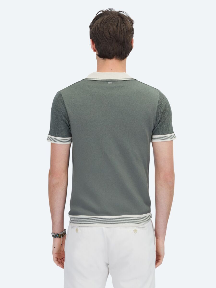 Haki Polo Yaka Desenli Triko - 6