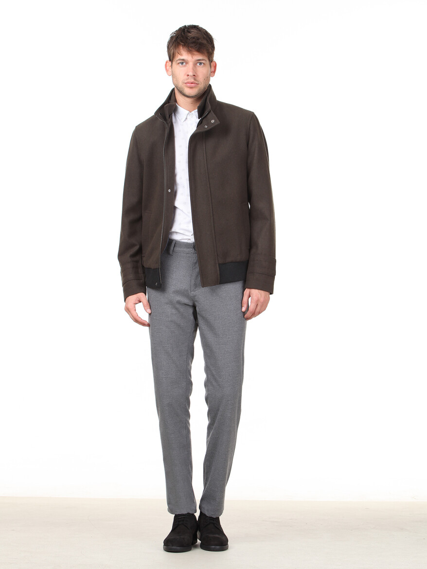 Haki Regular Fit Casual Dokuma Mont - 3