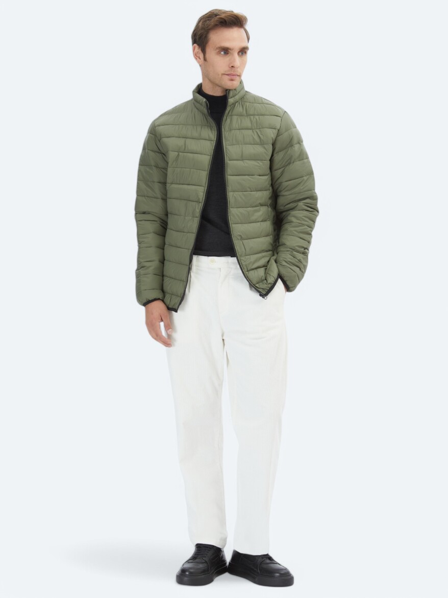 Haki Regular Fit Casual Dokuma Mont - 2