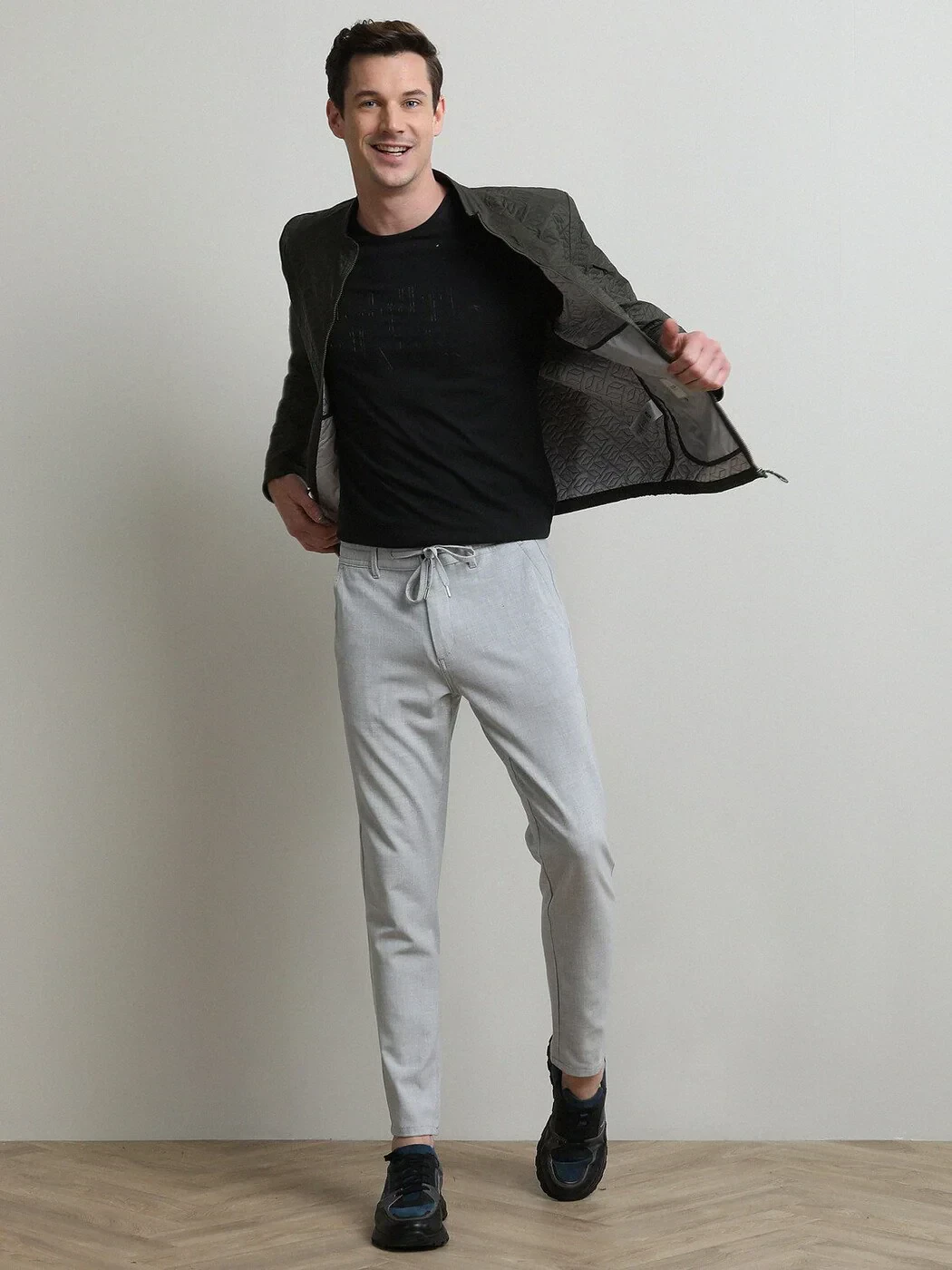Haki Regular Fit Dik Yaka Casual Dokuma Mont - 4