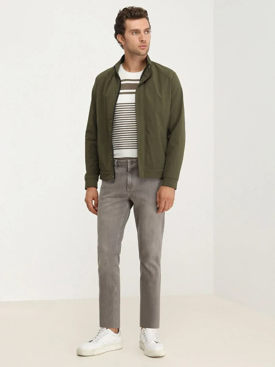 Haki Regular Fit Dik Yaka Casual Dokuma Mont - 3