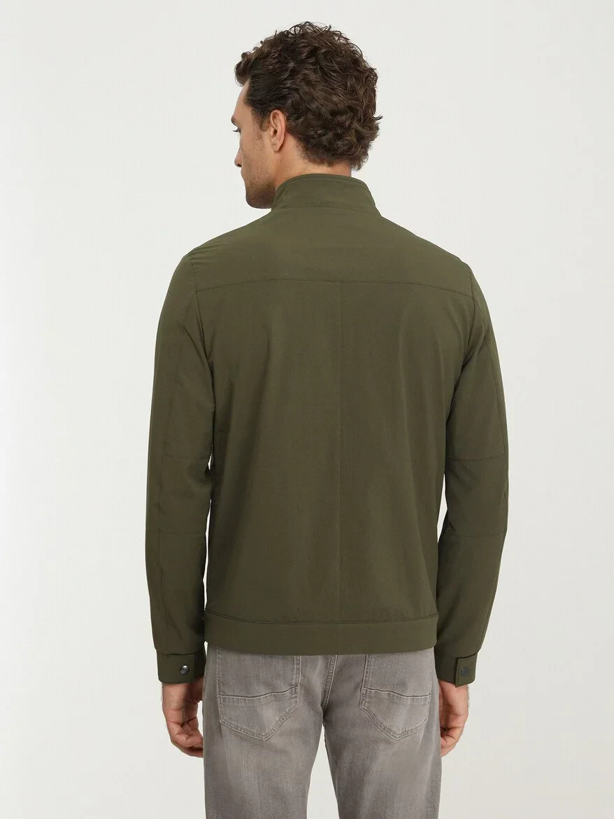 Haki Regular Fit Dik Yaka Casual Dokuma Mont - 5