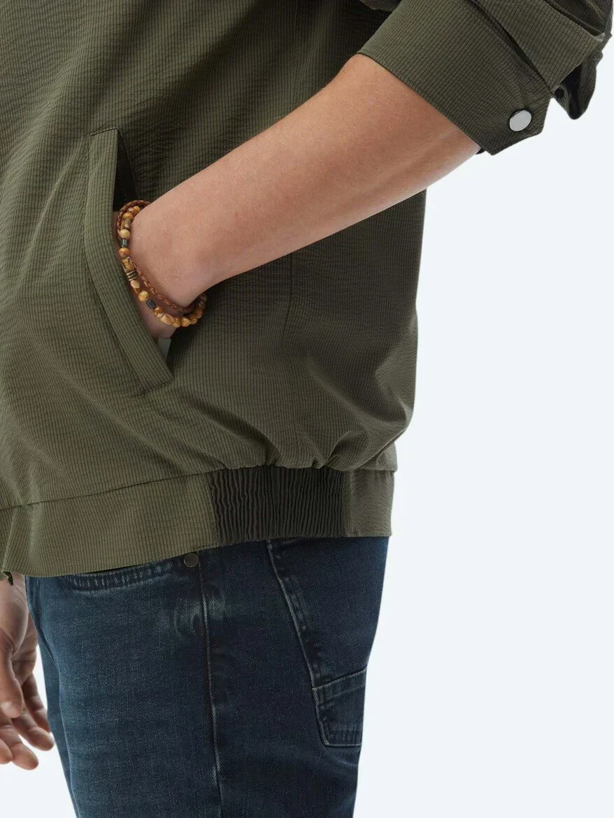 Haki Regular Fit Dik Yaka Casual Dokuma Mont - 11