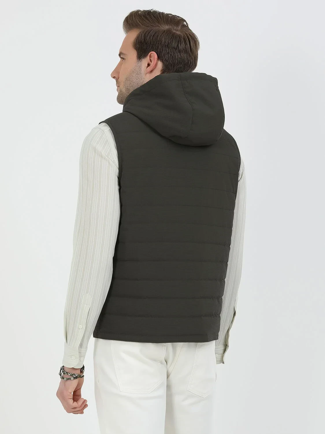 Haki Regular Fit Dik Yaka Casual Dokuma Spor Yelek - 6
