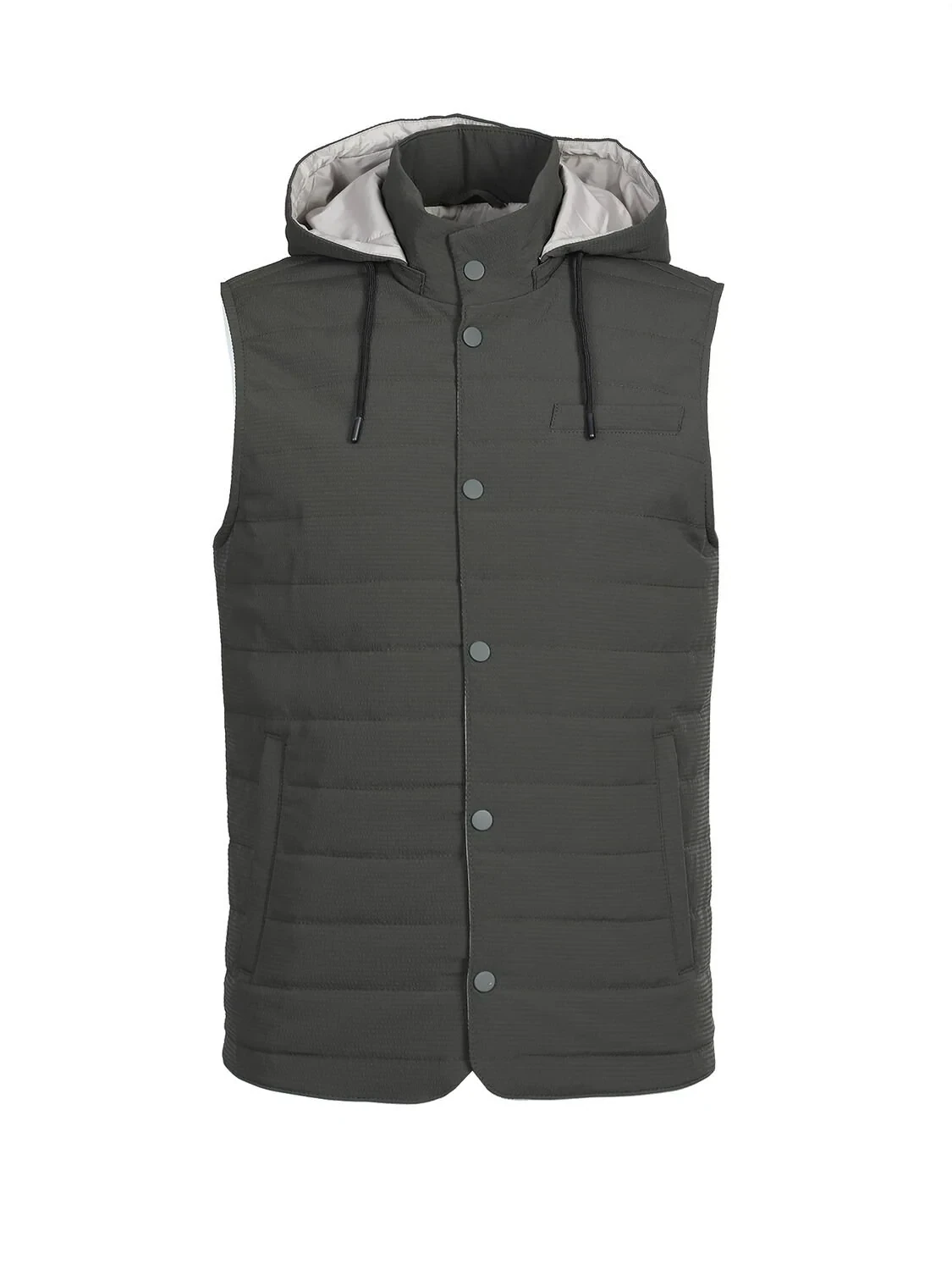 Haki Regular Fit Dik Yaka Casual Dokuma Spor Yelek - 7