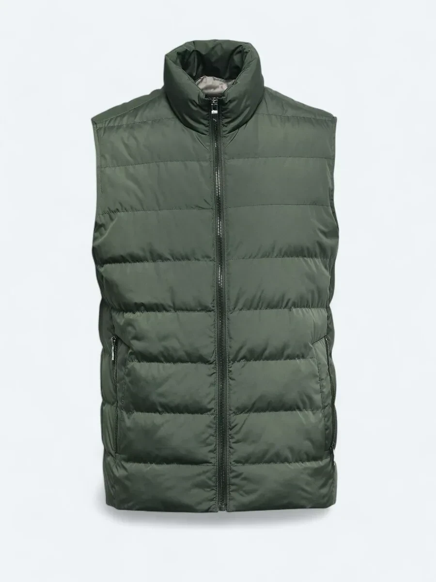Haki Regular Fit Dik Yaka Casual Dokuma Spor Yelek - 6