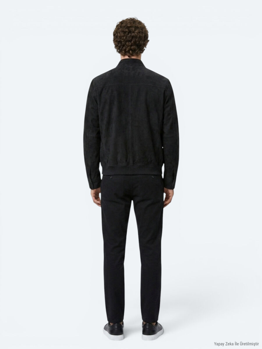 Haki Regular Fit Dik Yaka Smart Casual Çift Taraflı Deri Mont - 6