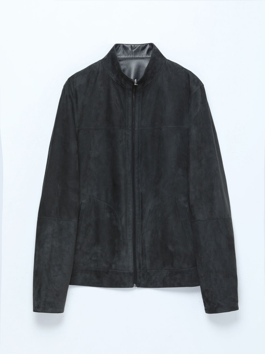 Haki Regular Fit Dik Yaka Smart Casual Çift Taraflı Deri Mont - 8