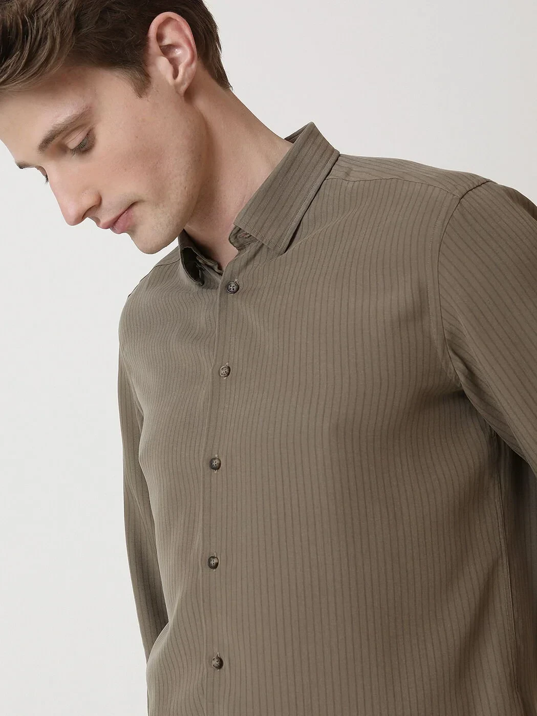 Haki Regular Fit Dokuma Casual Gömlek - 2