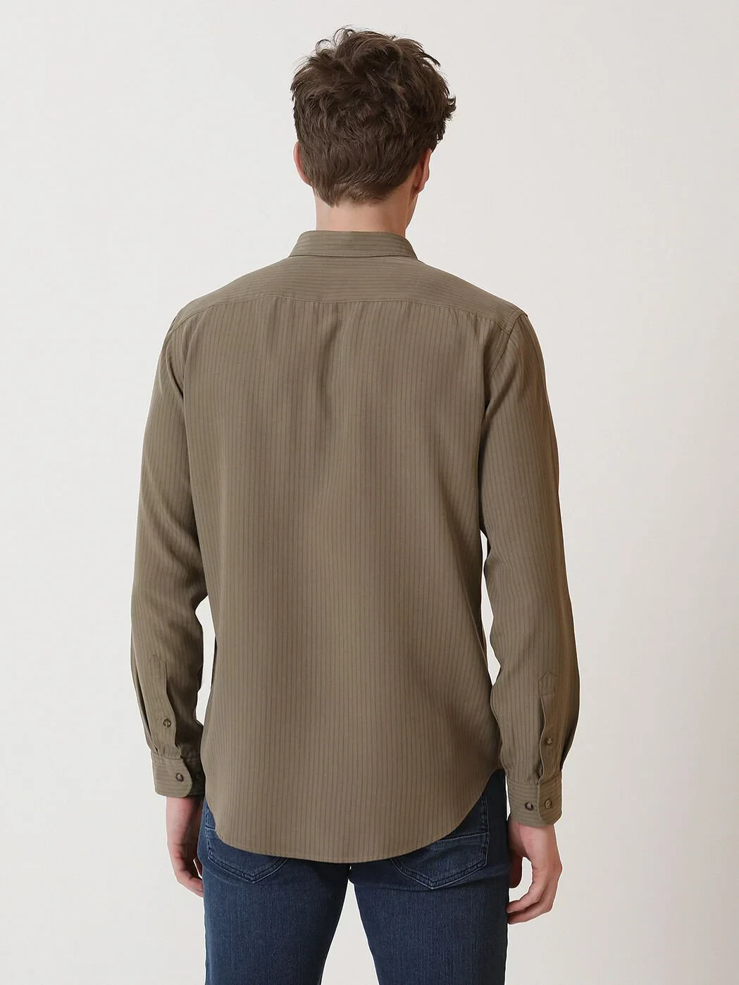 Haki Regular Fit Dokuma Casual Gömlek - 5