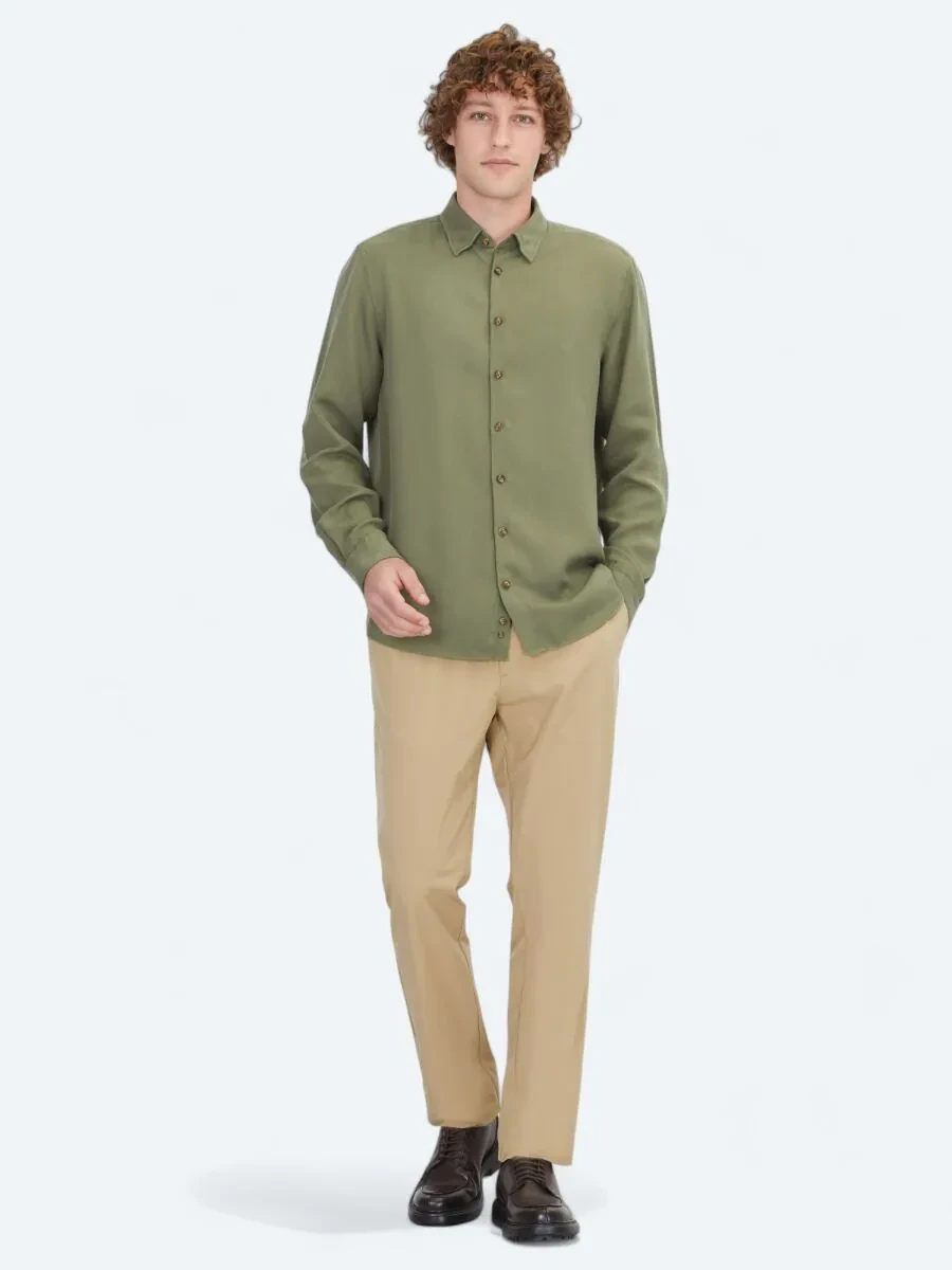 Haki Regular Fit Dokuma Casual Gömlek - 2