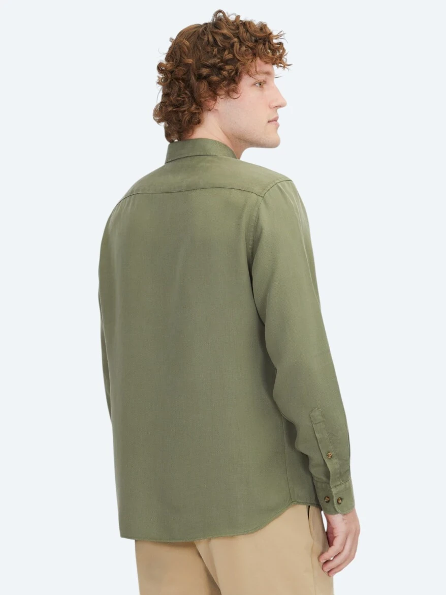 Haki Regular Fit Dokuma Casual Gömlek - 5