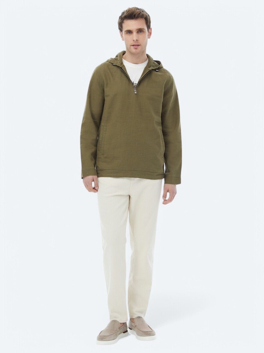 Haki Regular Fit Dokuma Overshırt - 3