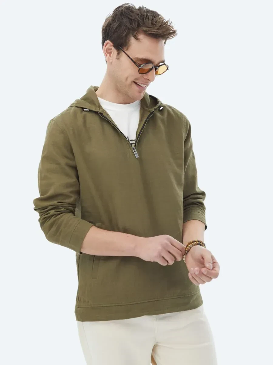 Haki Regular Fit Dokuma Overshırt - 1