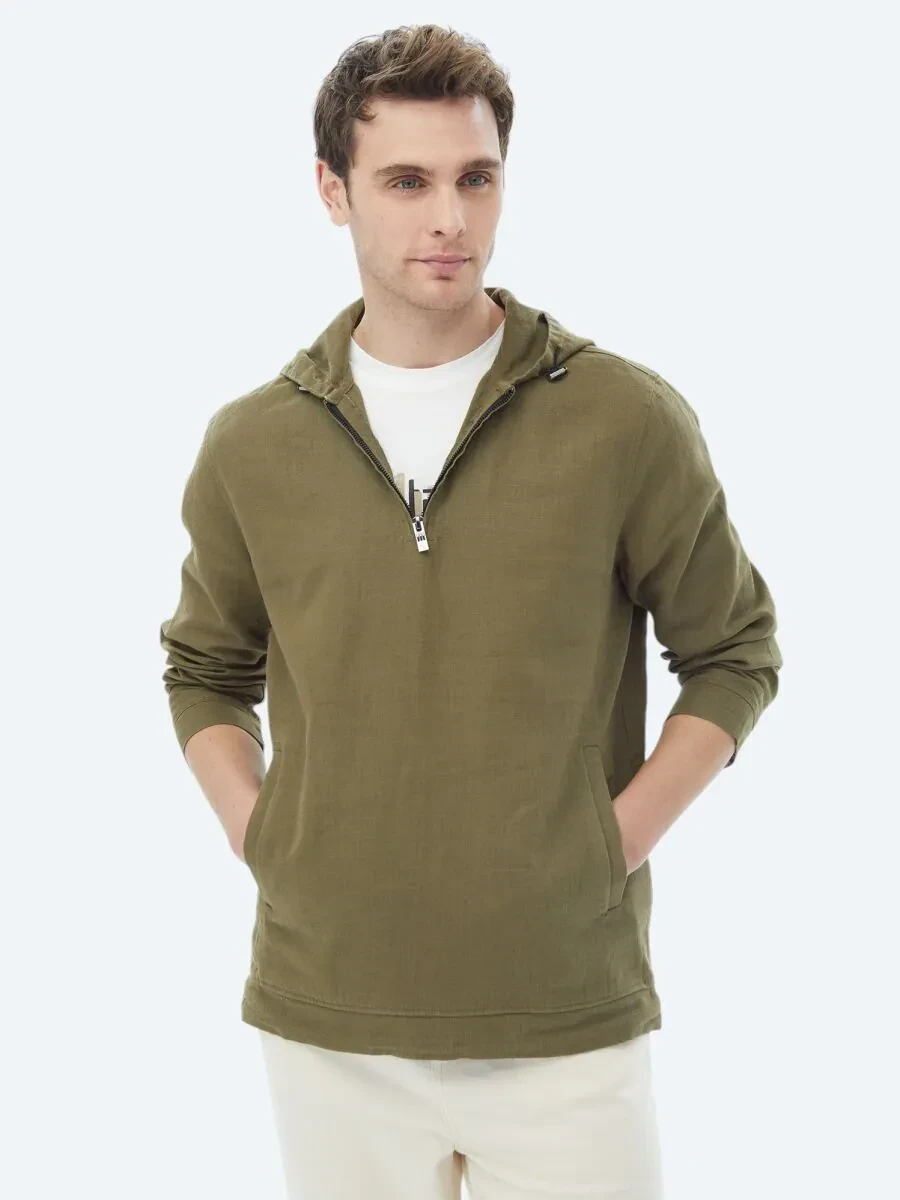 Haki Regular Fit Dokuma Overshırt - 4
