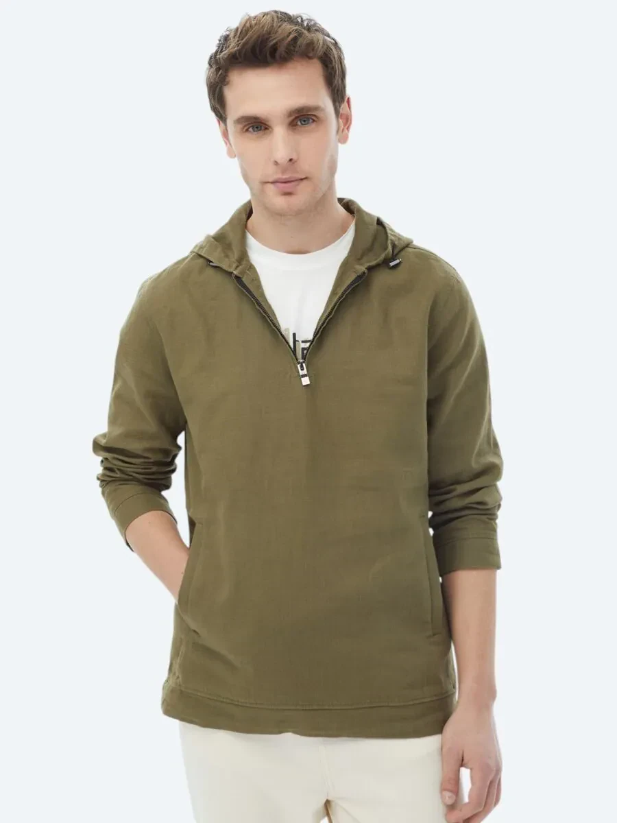 Haki Regular Fit Dokuma Overshırt - 5