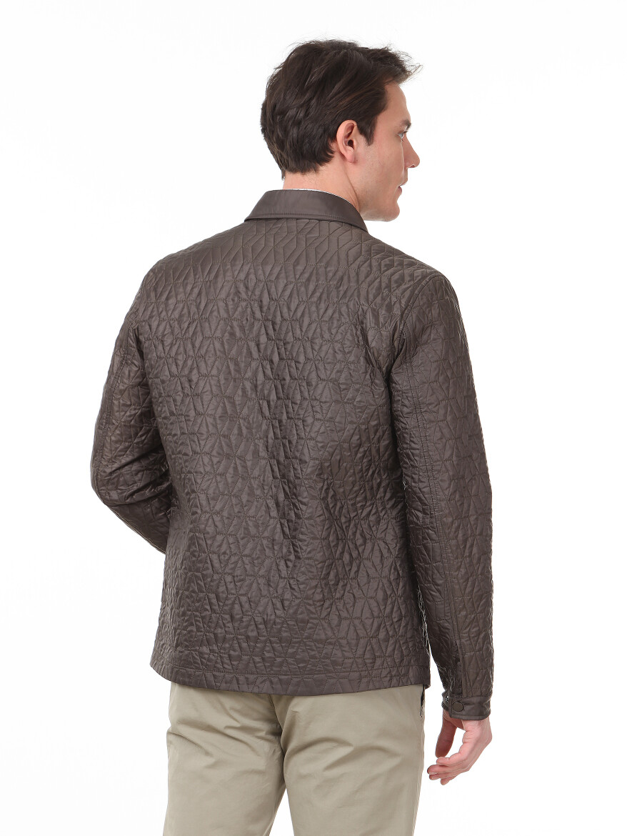 Haki Regular Fit Gömlek Yaka Casual Dokuma Mont - 4